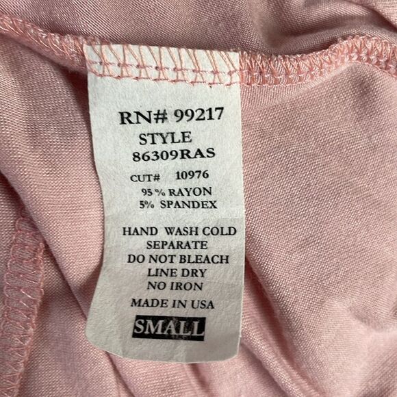 Moa Moa Ladies Pearl Neckline Top, Size Small, Pink with Faux Pink Pearl - Picture 6 of 6